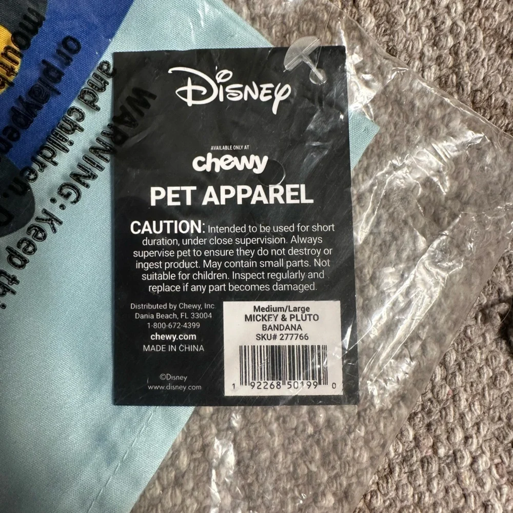 Disney Mickey Mouse and Pluto Dog Bandana Medium/Large TRUE FRIENDS NEW SEALED
